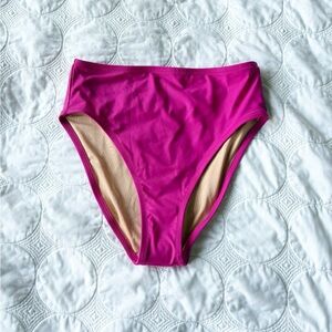 NWT J. Crew Hallie Bikini Bottom Magenta Orchid S Small High Rise Brief Hot Pink